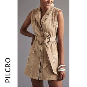 Anthropologie | Pilcro Tan Sleeveless mini dress